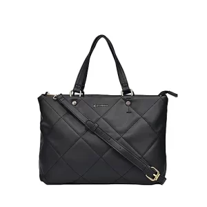 Khadim Black Quilted Sling Bag for Women