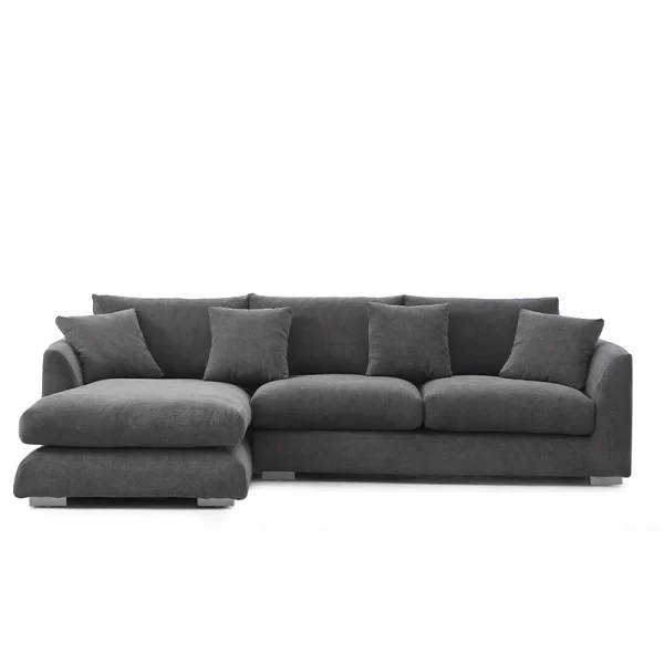 Gray 110 feathers chaise sectional (free ottoman)